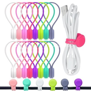  Set 1   4 Kẹp Giữ Dây Cáp   Tai Nghe Bằng Silicon Mềm Hít Nam Châm 
