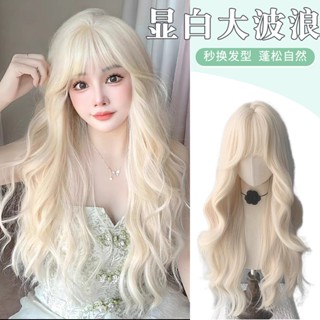  Ch-1789 Meiju Tóc Giả Nữ Dài Xoăn Tóc Vàng Trắng Full Mũ Đội Đầu Phong Cách lolita Sóng Lớn Ngọt Ngào Tự Nhiên Phong Cách Mới Full Mũ Đội Đầu 
