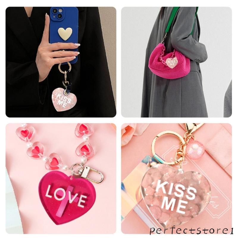 Khuôn Silicone Bóng Làm Móc Khóa Hình Trái Tim / Chữ Kiss Me DIY