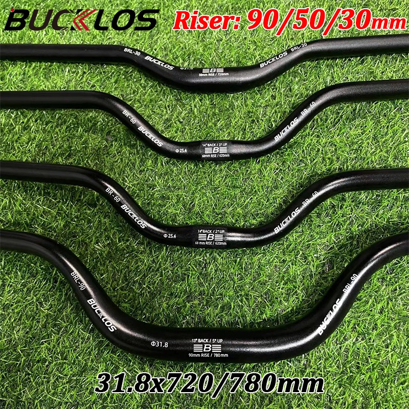 Thanh tay cầm nâng xe đạp BUCKLOS Thanh tay cầm 30 / 50 / 90mm Mtb Thanh xe đạp hợp kim nhẹ 31.8 * 720 / 780mm 25.4 * 620mm