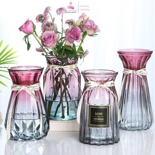 Bình Hoa thủy tinh múi khế Lily's decor house cắm hoa 18cm trang trí bàn trà cắm hoa