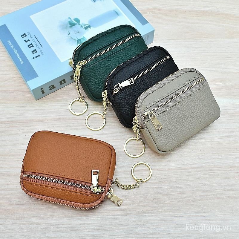 Women Leather Coin Purse Mini Wallet Zipper Card Holder Key Bag Simple Casual Purse Ví Da Nữ