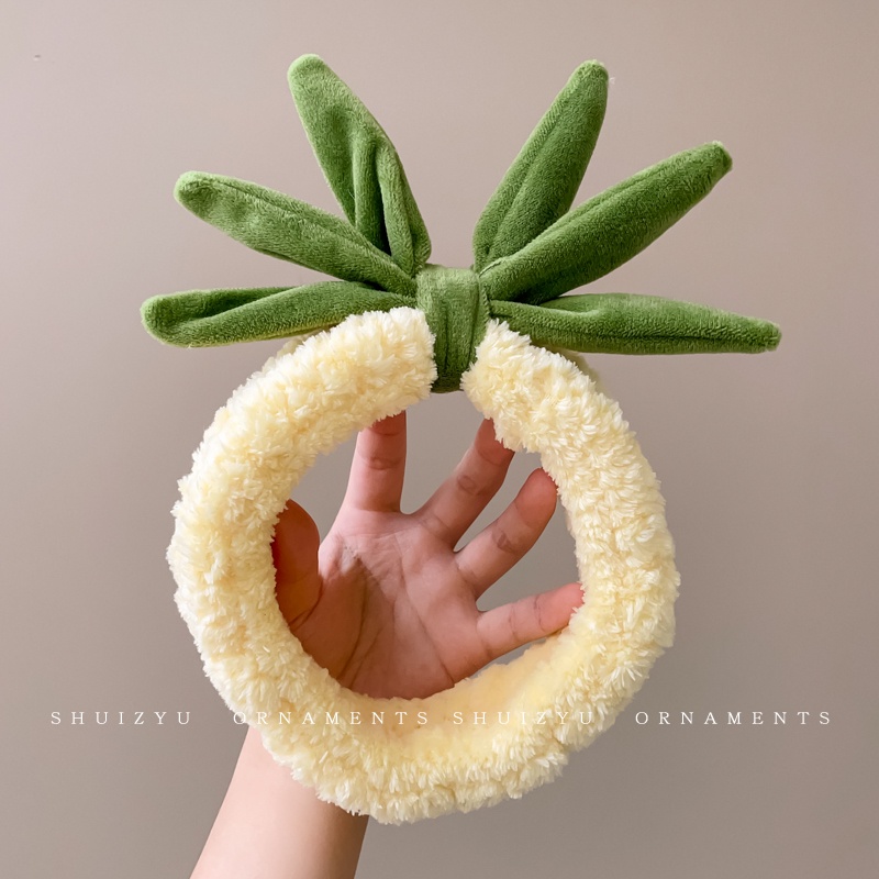 Mới Băng Đô Cài Tóc Rửa Mặt Hình Quả Dứa Vàng Dễ Thương