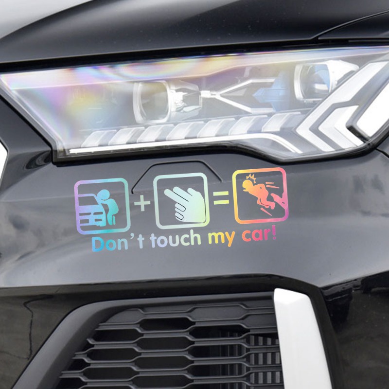 Đề Can Phản Quang Họa Tiết Hoạt Hình Don 'T touch my car Vui Nhộn Sáng Tạo Trang Trí Ngoại Thất Xe Hơi