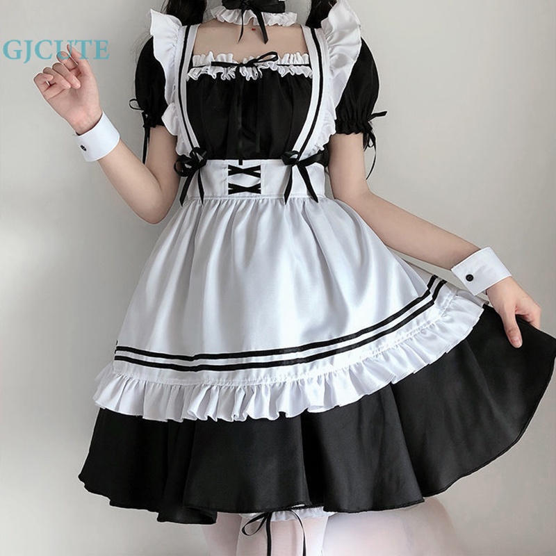 Tạp Dề Hóa Trang Cô Hầu Gái Màu Trắng Đen Phong Cách gothic