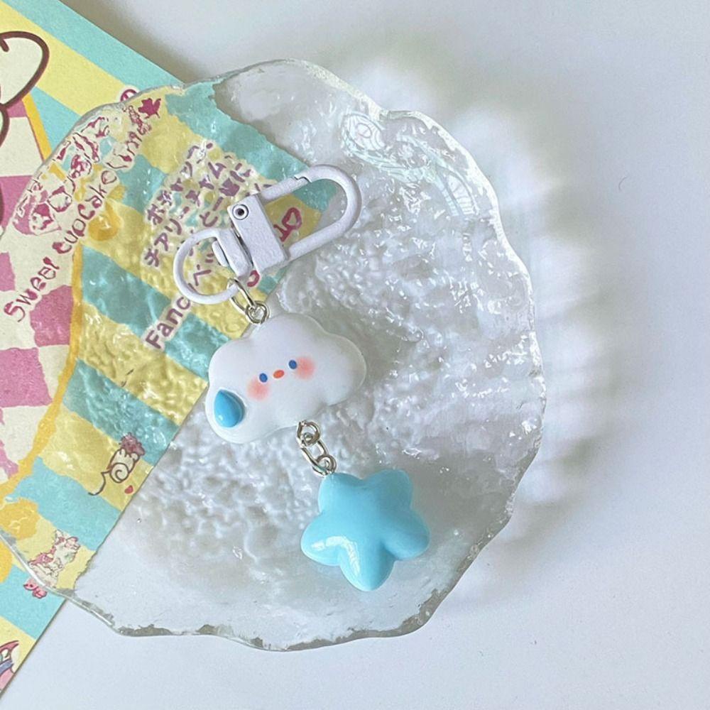 Shanhai Móc Khóa Nhựa Hình Đám Mây Xanh Dương Ngôi Sao Đám Mây Hoạt Hình Dễ Thương Làm Quà Tặng Cho Bạn Gái
