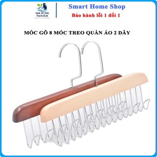 Freeship móc gỗ treo đồ lót, thắt lưng, và vạt, móc treo đa năng 8 móc