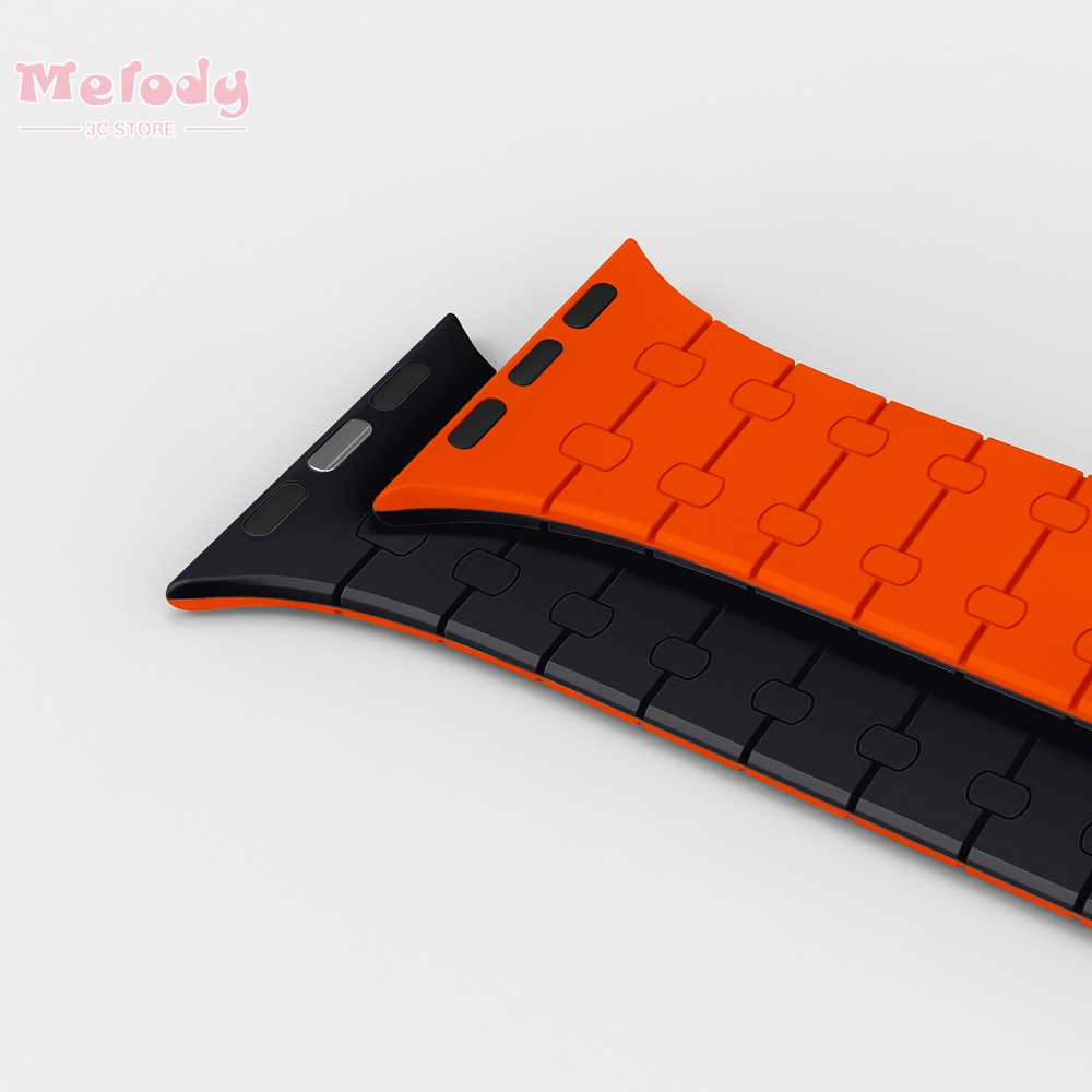 Dây Đeo Silicon Hai Màu Có Nam Châm Thoáng Khí Cho iwatch 45 / 44 / 42 / 41 / 40 / 38mm series 8 / 6 / 7 / se
