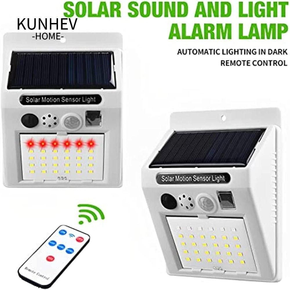 KUNHEV Đèn Năng Lượng Mặt Trời Báo Động Hồng Ngoại Không Dây Với Máy Dò Chuyển Động