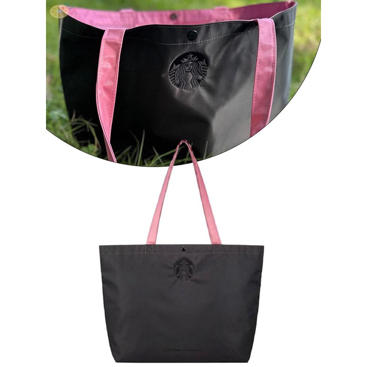 STARBUCKS 1 Túi Vải oxford Thêu Hoạ Tiết blackpink Mới