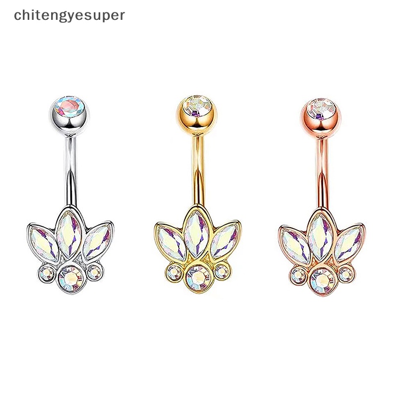 Khuyên Rốn Hình Trái Tim / Bướm Đính Đá zircon Hồng Bằng Thép Không Gỉ Cho Nữ cgs