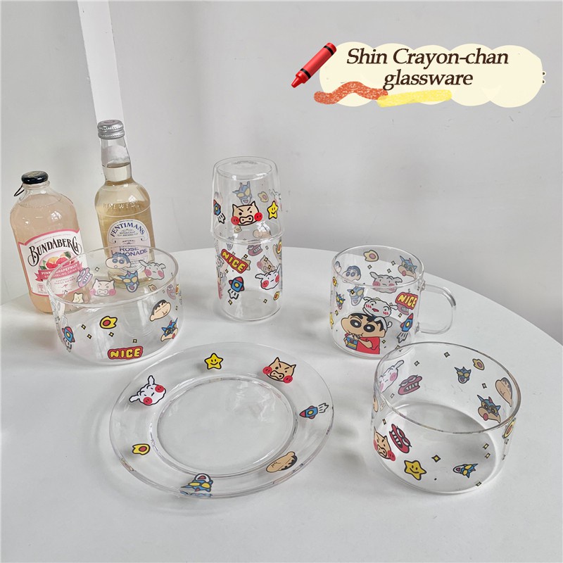 Bộ Bát Thủy Tinh borosilicate Cao Hoạt Hình Dễ Thương Phong Cách Nhật Bản Có Thể Bỏ Lò Vi Sóng