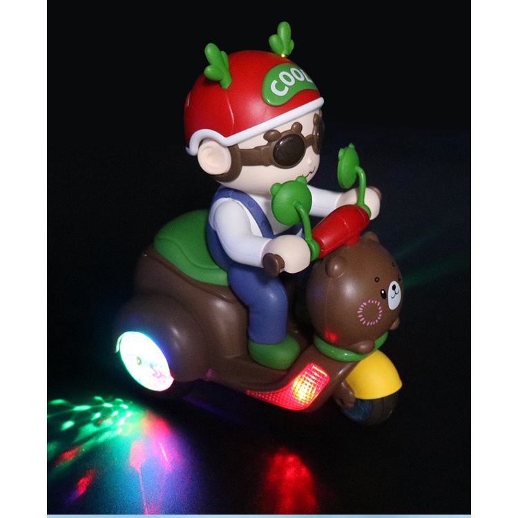 Xe Máy Điện Đồ Chơi Có Nhạc Và Đèn Hình Gấu Cho Bé