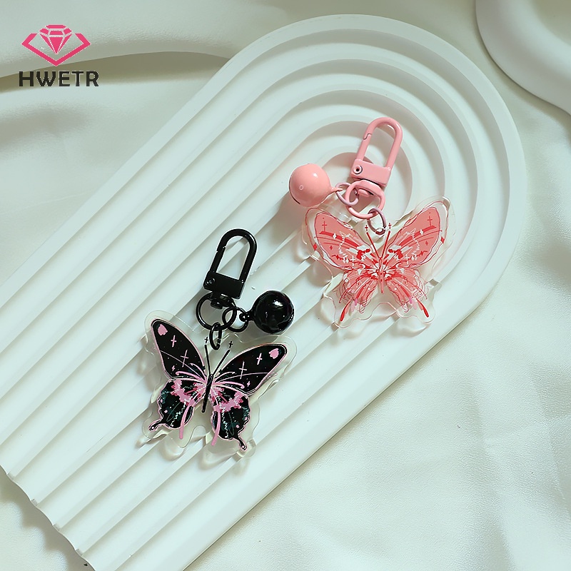 Móc khóa acrylic HWETR hình bướm xinh xắn có chuông