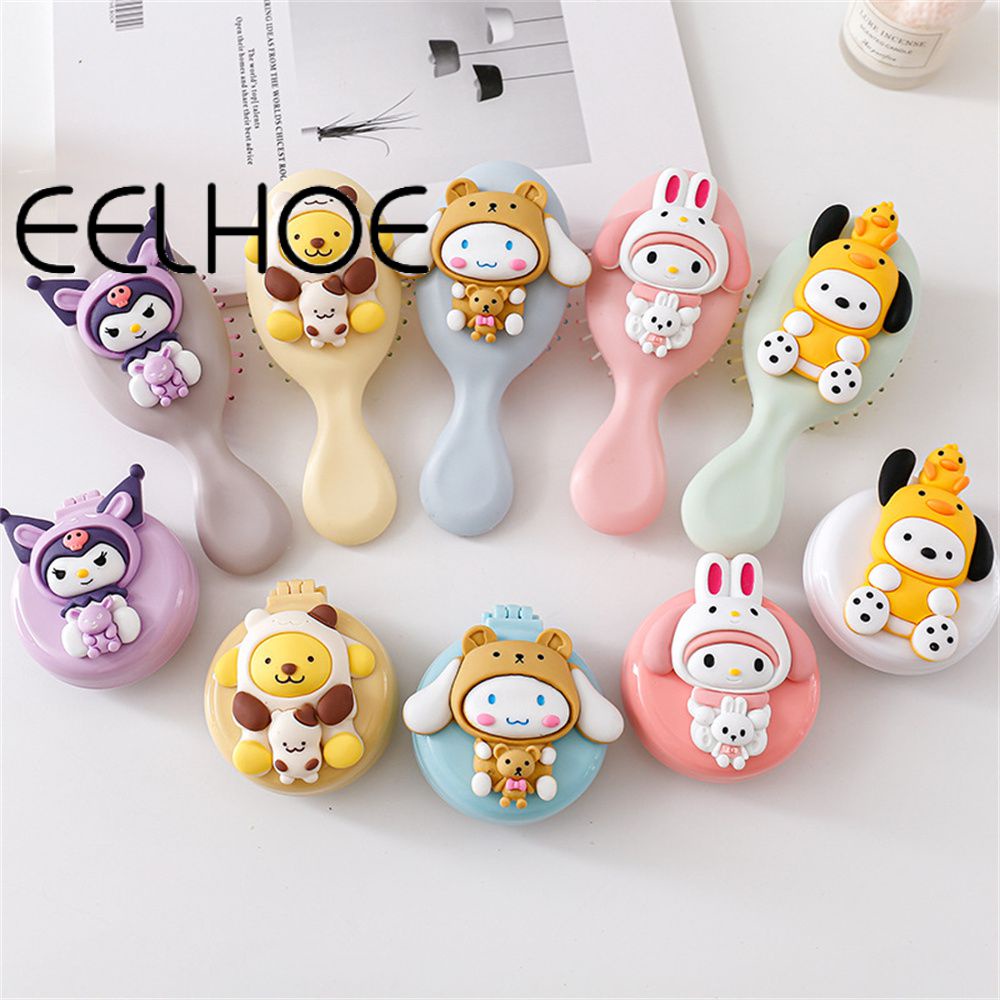 Sanrio Lược Chải Tóc mini Cầm Tay Có Gương Tiện Lợi