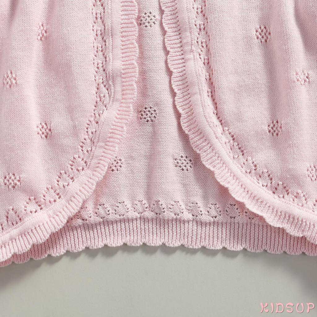Áo Khoác cardigan Dệt Kim Tay Dài Cổ Tròn Cài Nút Dễ Thương Cho Bé Gái 1 Tuổi