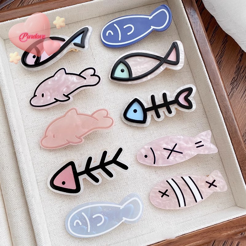 Kẹp tóc QrhYK hình cá phong cách Nhật Bản xinh xắn cho nữ