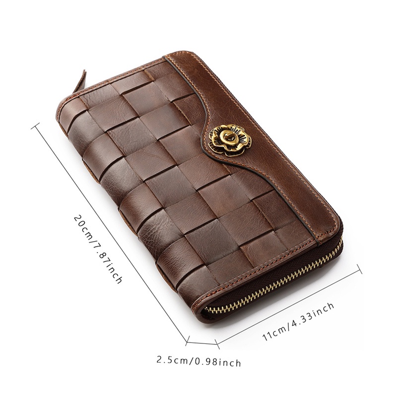 Ví Da Cầm Tay Dáng Dài Có Khóa Kéo Thời Trang Cho Nữ