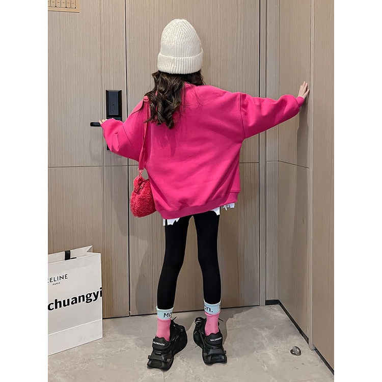 Áo Hoodie Họa Tiết Gấu Hoạt Hình Thời Trang Xuân Thu Cho Trẻ Em Gái 3-15 Tuổi