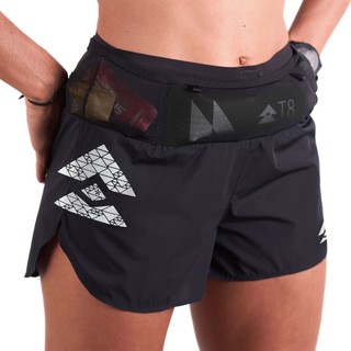 Quần short chạy bộ nữ t8 - black - white logo