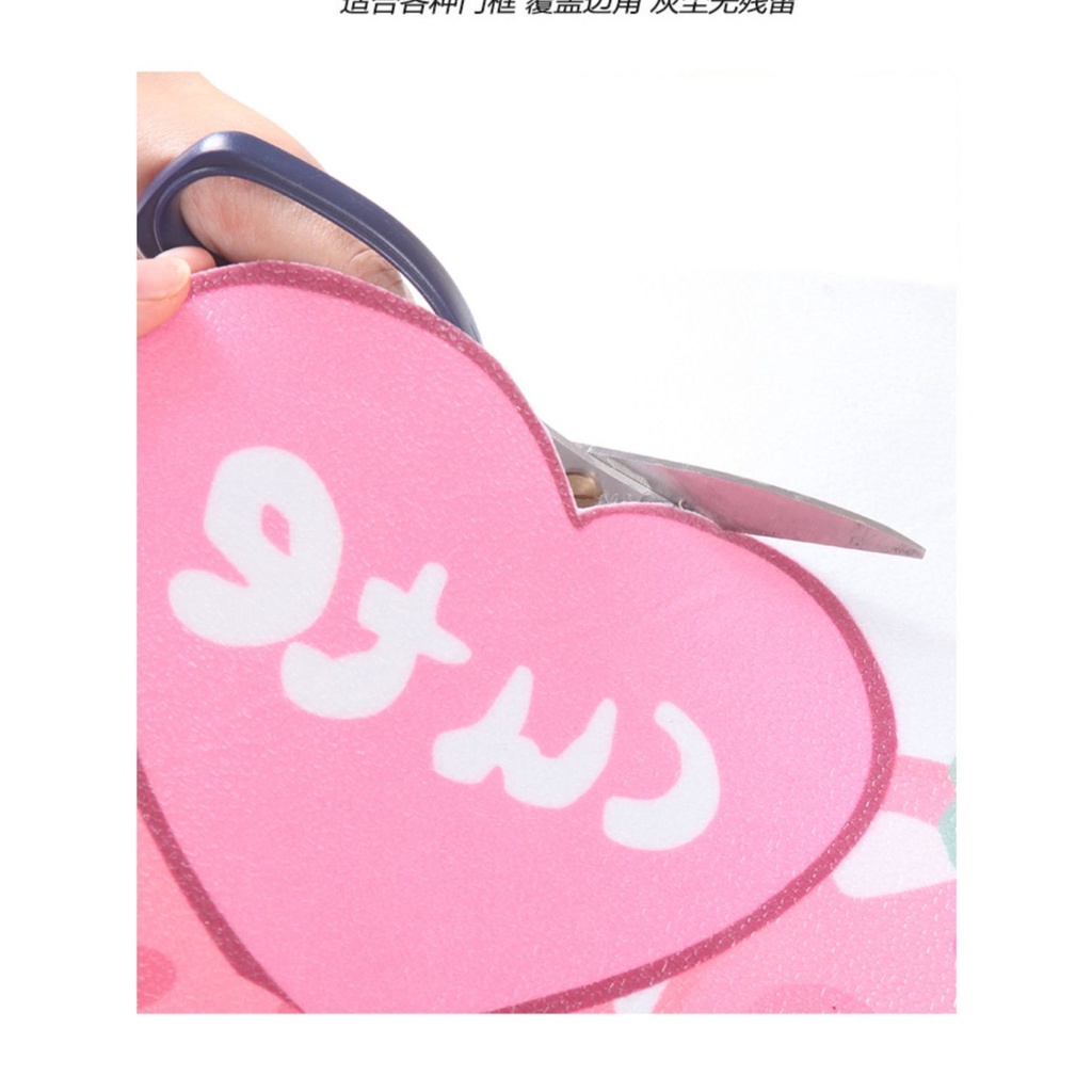 Thảm Lót Sàn Nhà Hình Gấu Và Dâu Tây Bằng pvc Không Cắt Lỗ