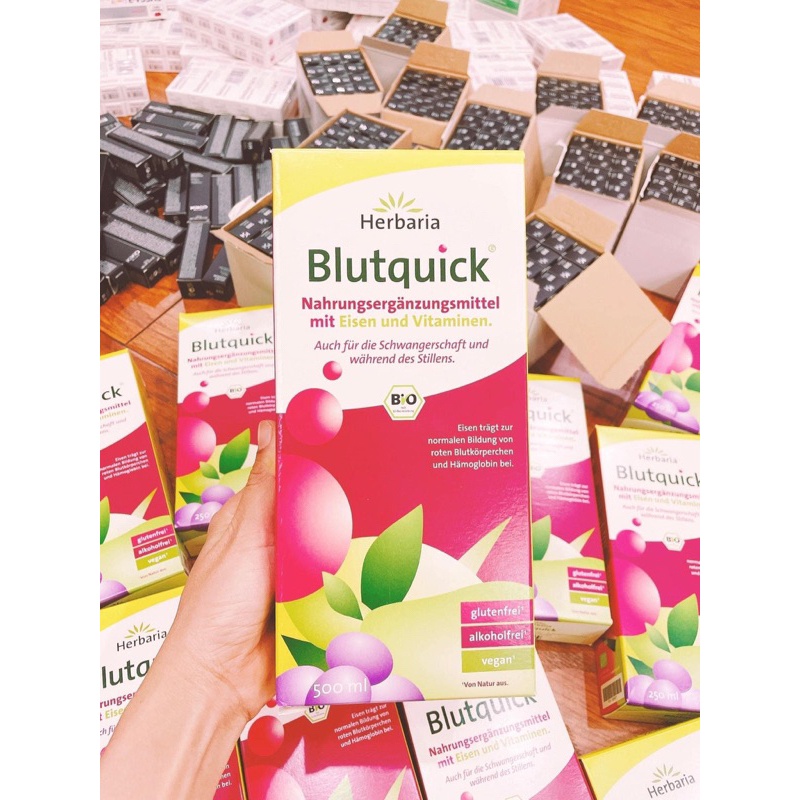Sắt nước ⚡ CHÍNH HÃNG ⚡ Sắt hữu cơ Herbaria Blutquick, hàng Đức dành cho bé từ 1y & người lớn - 250ml / 500ml
