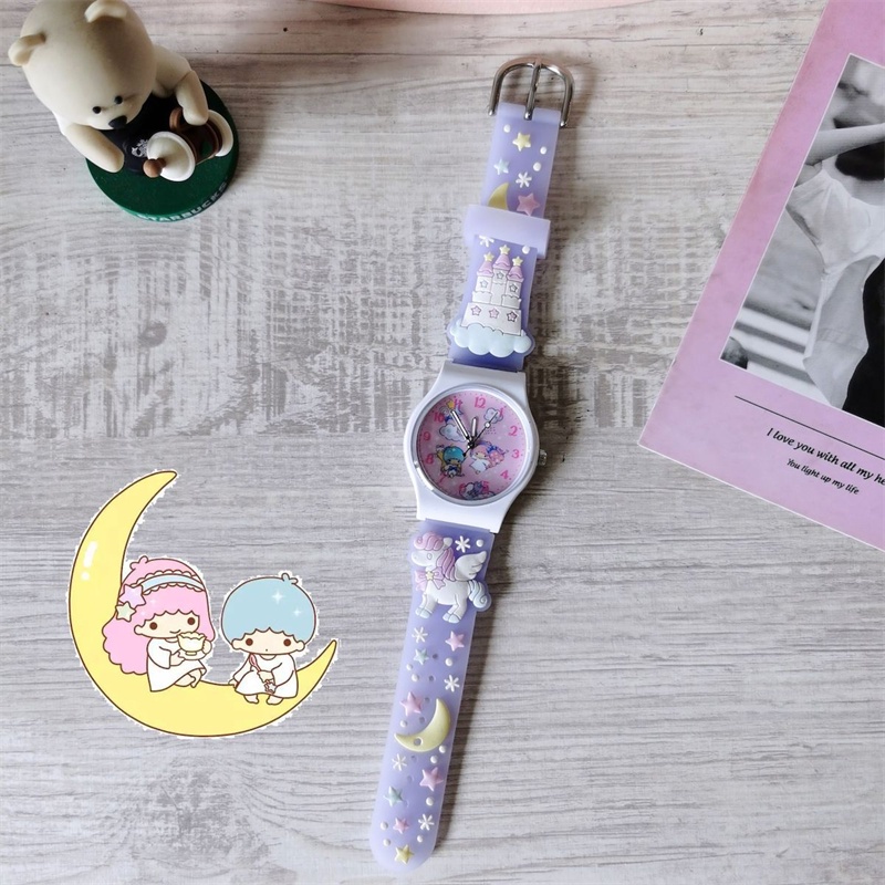 Hoạt Hình Đồng Hồ Điện Tử Hình sanrio kuromi Dạ Quang Chống Thấm Nước Bằng Silicon Cho Bé