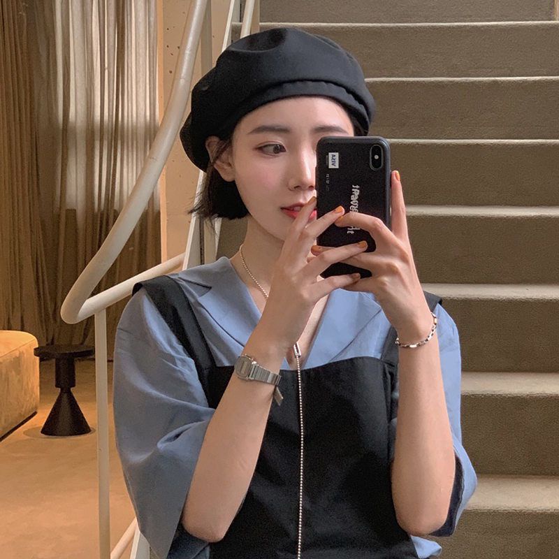 Mũ beret Da pu Phong Cách retro Anh Quốc Cho Nữ