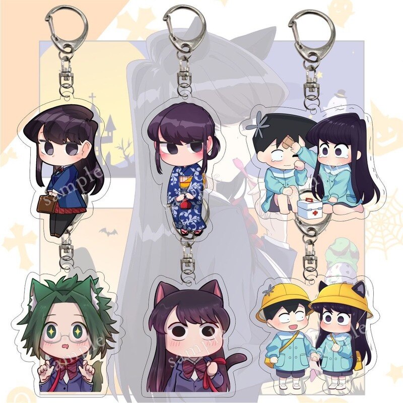 Móc khoá Komi San Wa Komyushou Desu Anime Keychain Women Kawaii Bag Accesorios Key Chain Man Acrylic dễ thương