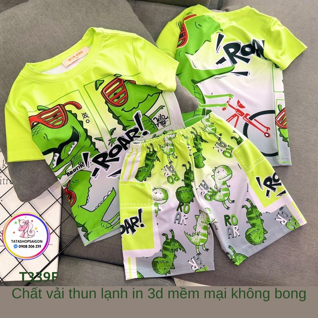 T339 - Bộ mặc nhà cho bé trai size đại chất thun lạnh in 3D hoạt hình truyện tranh hithot 20 đến 40kg