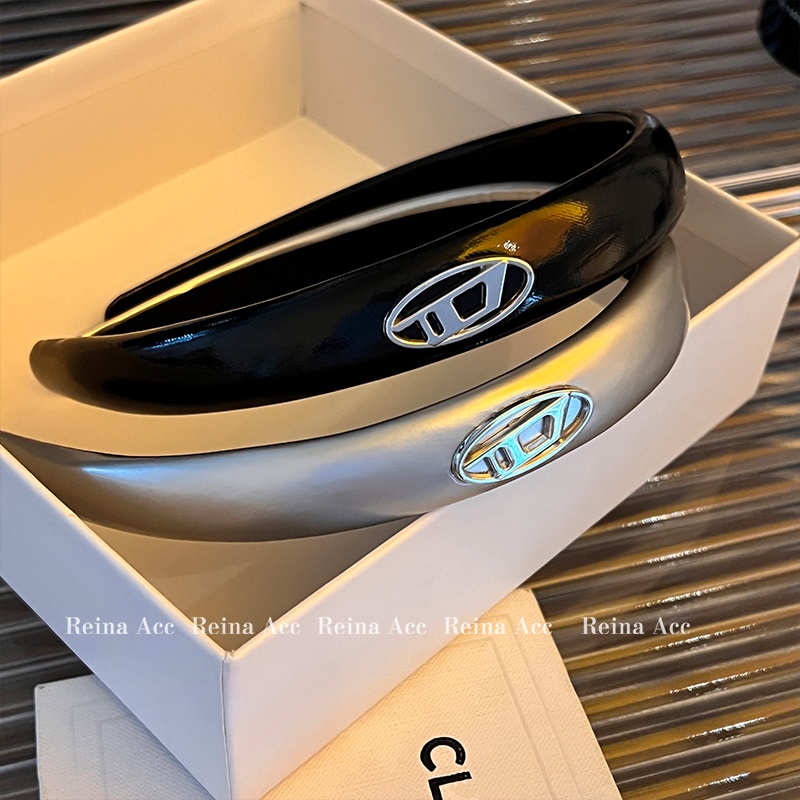 Băng Đô Da Bản Rộng Màu Đen Thời Trang Mới 2023