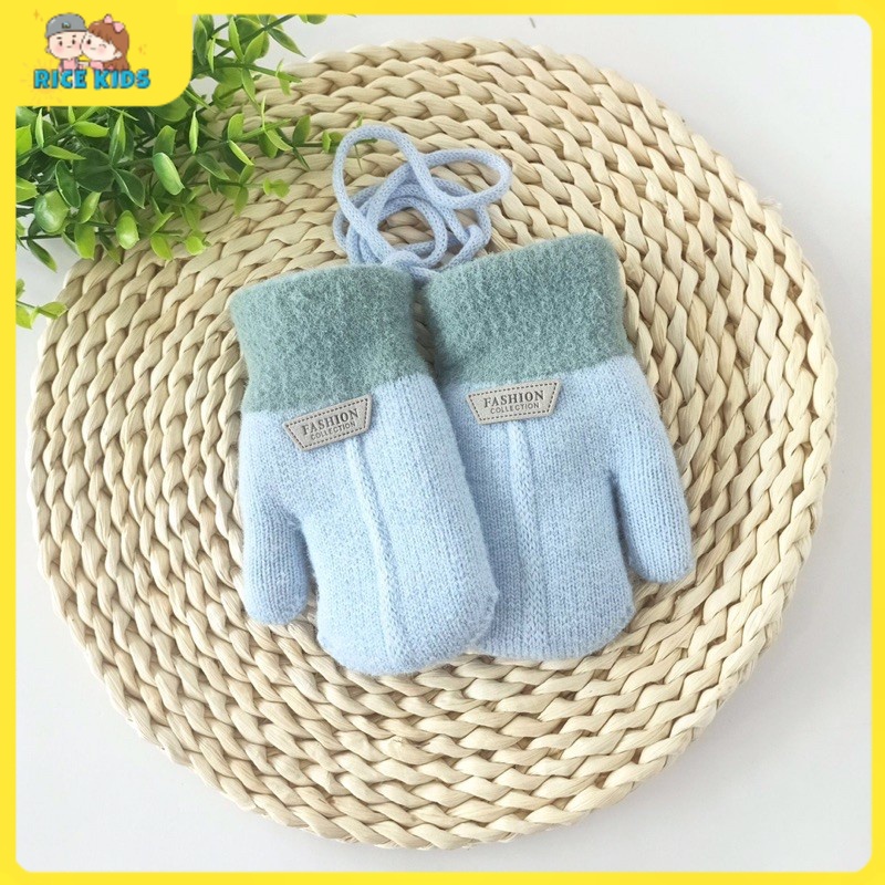 Găng tay len lót lông dành cho bé trai bé gái mùa đông 2-4 tuổi và 4-12 tuổi Găng tay len mùa đông cho bé