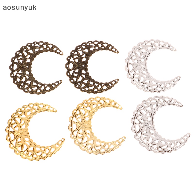 Aosunyuk Set 50 Phụ Kiện Làm Trang Sức Hình Mặt Trăng 38 X 42Mm Màu Vàng / Bạc / Vàng Đồng