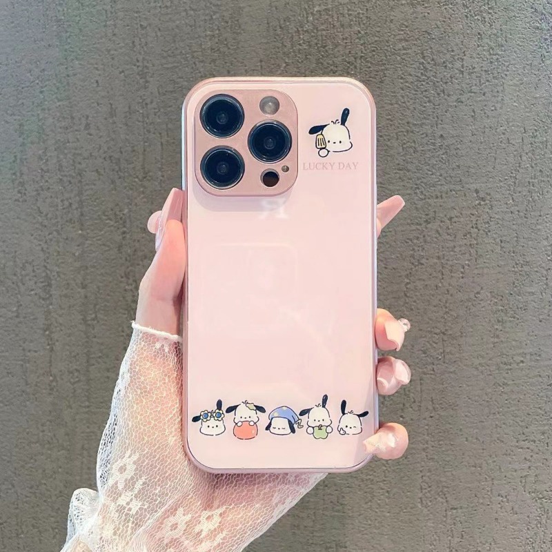 Iphone Ốp Điện Thoại Mặt Kính Hình Chú Chó Dễ Thương Cho Iphone11 12 14 promax 14 13 12 11 promax xs xr6 8 7 plus 11 12lm