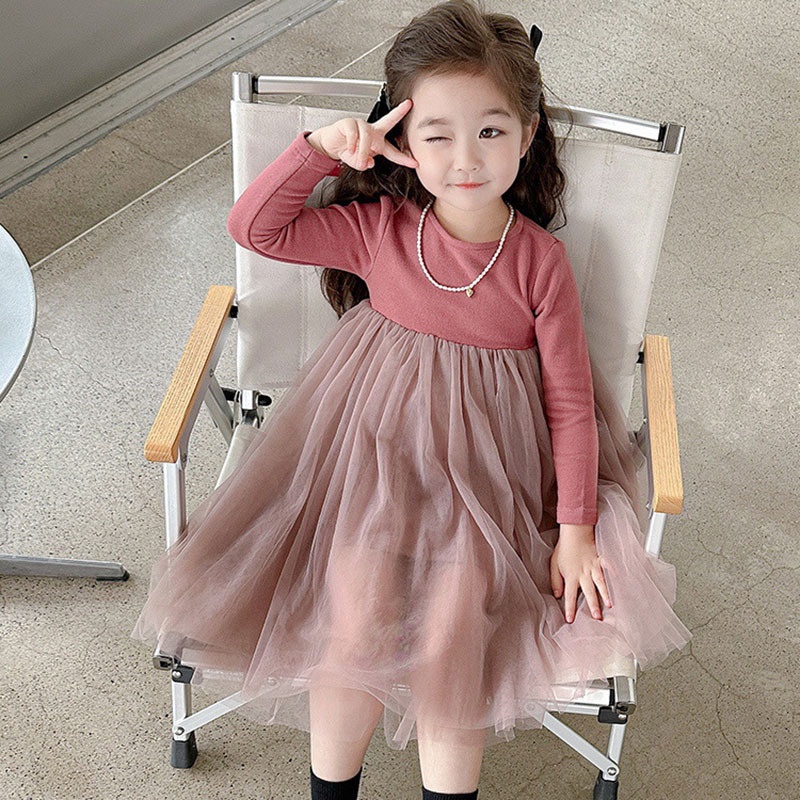 Đầm Công Chúa Dài Tay Thời Trang Xuân Thu Dành Cho Bé Gái