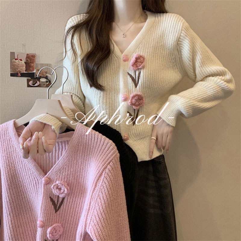 Áo Khoác cardigan Dệt Kim Cổ Chữ v Dáng Rộng Phong Cách retro Nhẹ Nhàng Mới Dành Cho Bạn Nữ