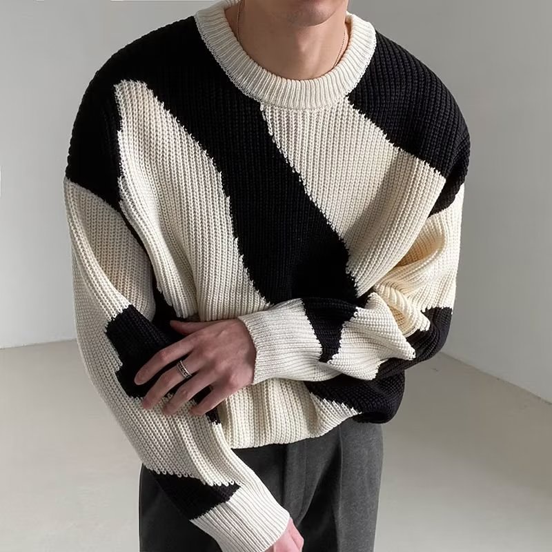 Áo sweater Dáng Rộng Phối Màu Tương Phản Cá Tính Thời Trang Cho Nam