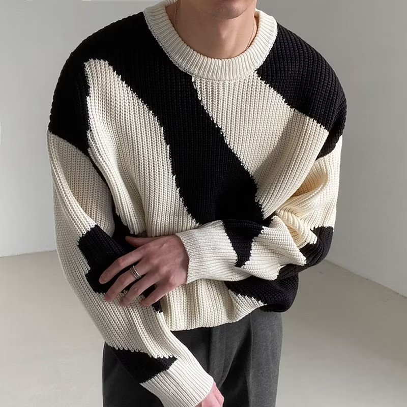 Áo sweater Dáng Rộng Phối Màu Tương Phản Cá Tính Thời Trang Cho Nam