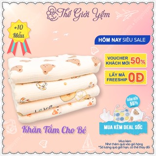 Khăn tắm xô muslin sợi tre mềm mại thấm hút tốt 4 lớp 70x100cm