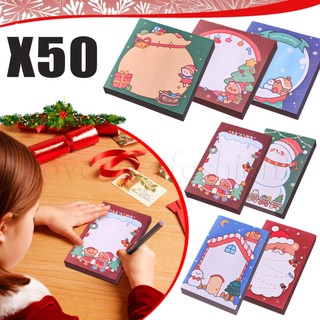 Bộ 50 tờ giấy dán ghi chú họa tiết hoạt hình giáng sinh dễ thương