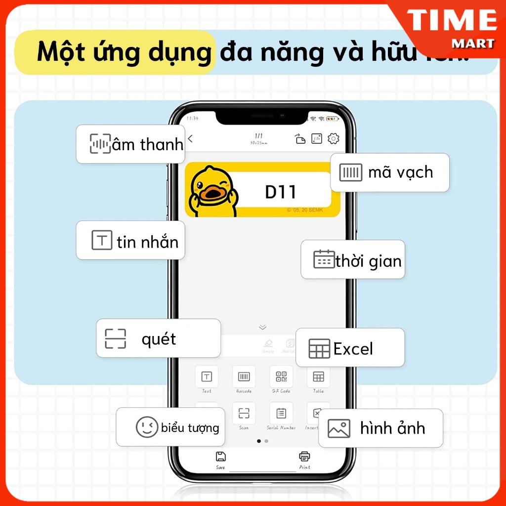 NIIMBOT D11/D110 Máy in nhãn nhiệt di động với băng, không cần mực, phù hợp cho văn phòng và gia đình