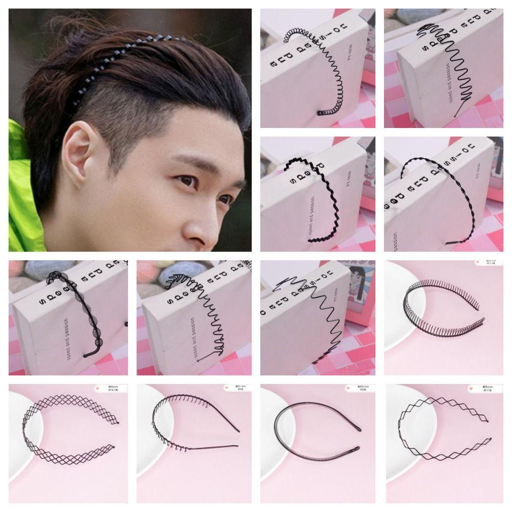 Jeniferdz Băng Đô Kim Loại Mỏng Hai Lớp Hình Gợn Sóng Đơn Giản Đàn Hồi Cho Nam Nữ / Bé Gái