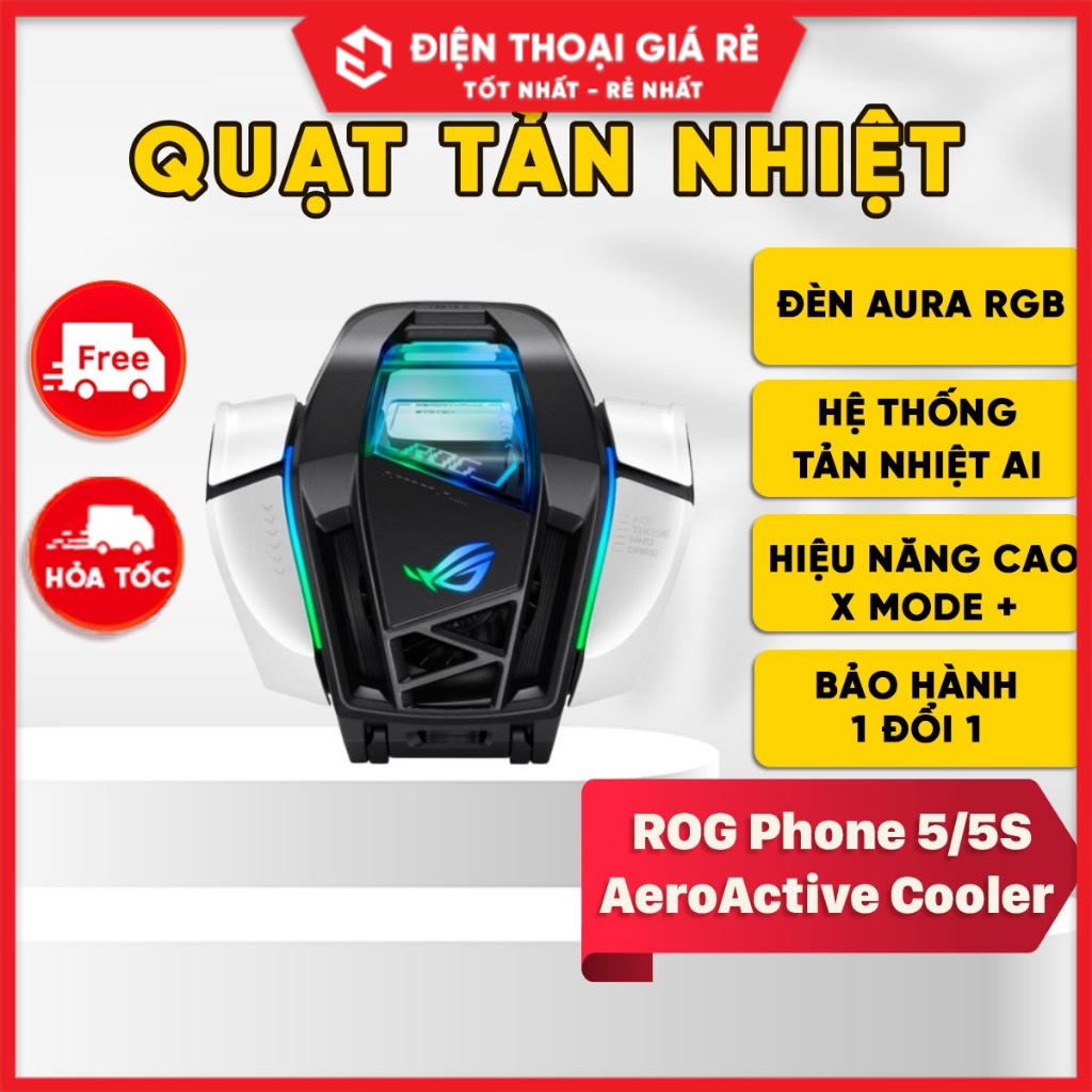 Quạt Tản nhiệt Điện thoại ROG Phone 5/5S, 6 AeroActive Cooler (BH Lỗi 1 Đổi 1) - Tản Nhiệt AI, Chế Độ X MODE +