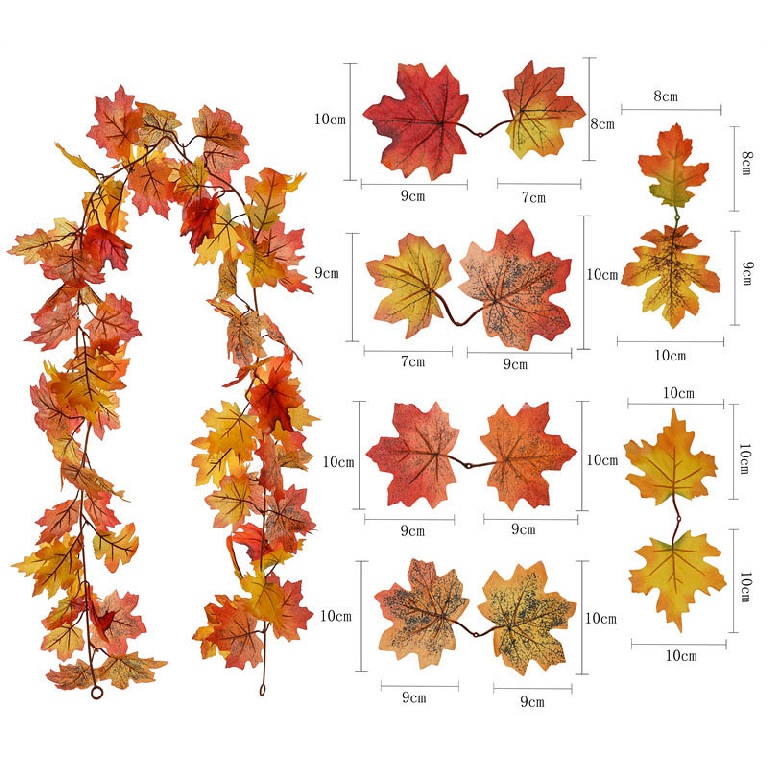 Outdoor Hanging Vines Artificial Maple Leaf Fall Leaves Garland Decorations