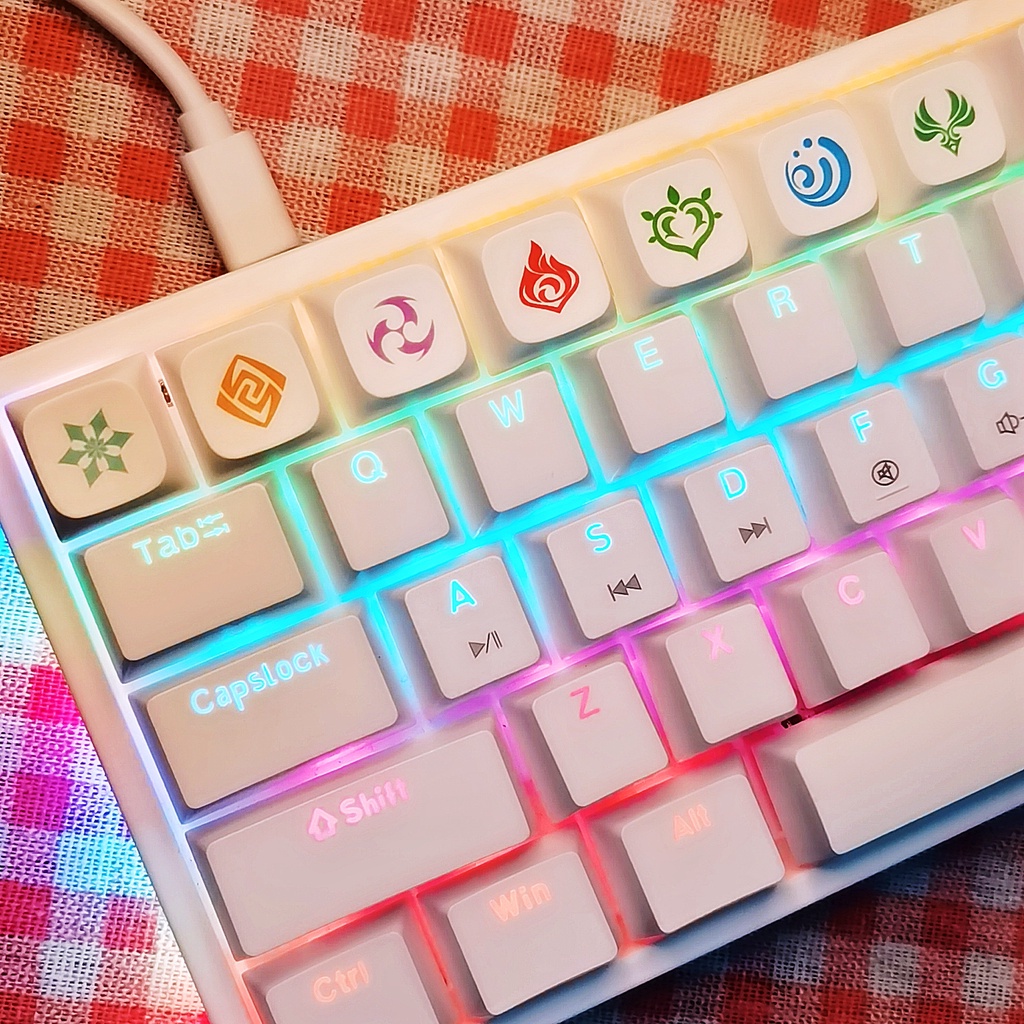 Set 7 Nắp Đậy Bàn Phím Cơ pbt xda genshin Chuyên Dụng