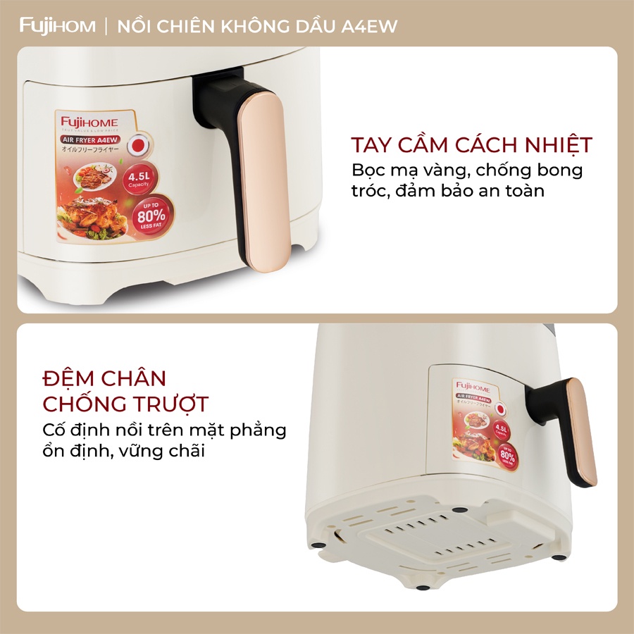 Nồi chiên không dầu FujiHome nhập khẩu, Lò chiên không dầu Nhật Bản công suất 1400W - Bảo hành 18 tháng