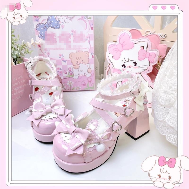Giày Cao Gót Công Chúa Gắn Cửa Sổ Chống Nước Phong Cách lolita Ngọt Ngào Cho Nữ y2k