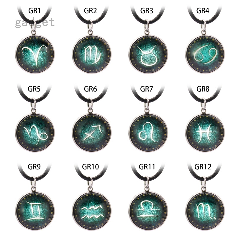 Vòng cổ Da Phát Sáng Mặt 12 Cung Hoàng Đạo Thời Trang Cho Nam Nữ