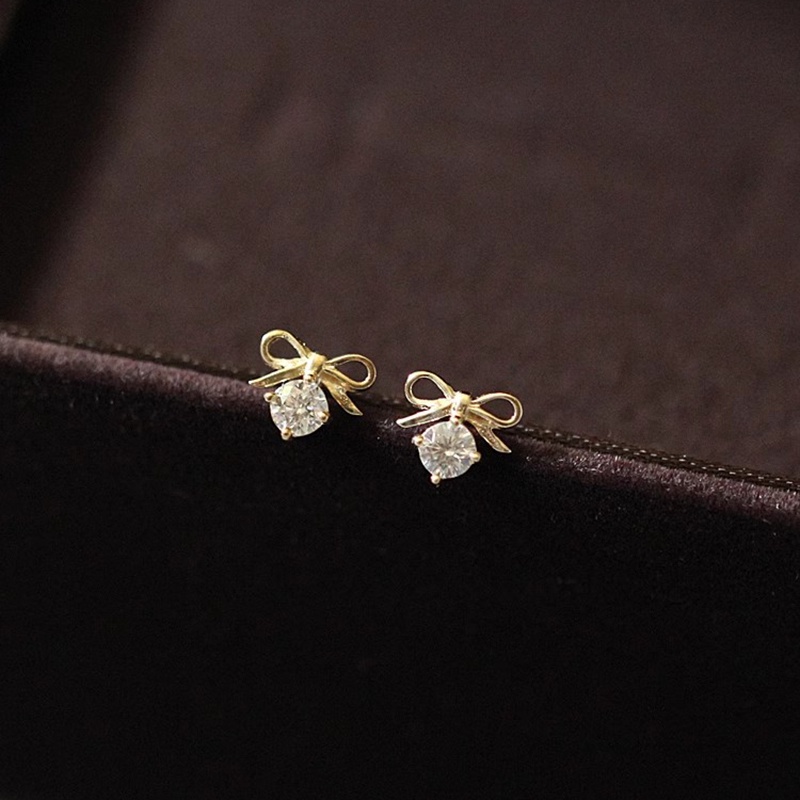 Bông Tai Mạ Vàng Hình Chiếc Nơ Đính Đá Pha Lê Thời Trang Cho Nữ