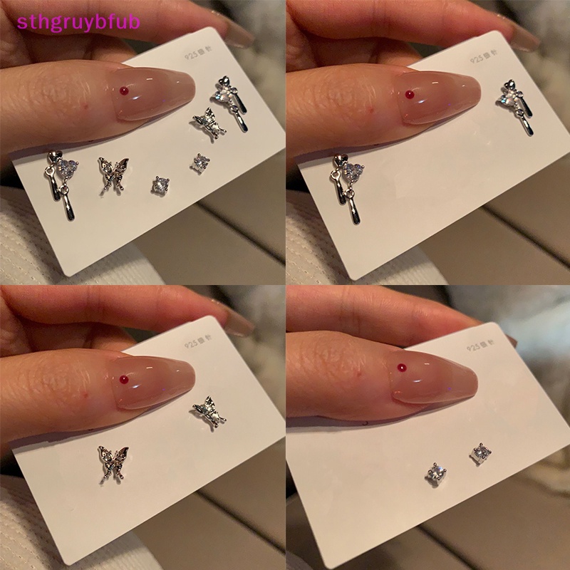 Sthb Set 6 Khuyên Tai Bạc Đính Đá Thời Trang Phong Cách Hàn Quốc Cho Nữ vn